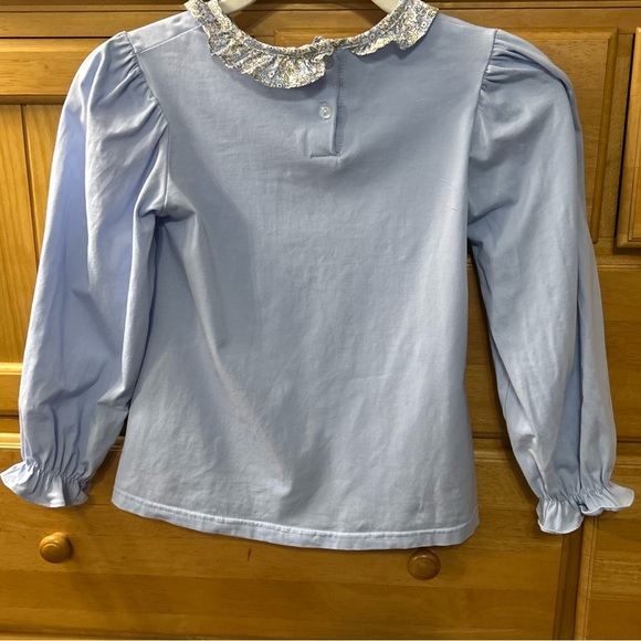 Stitchy Fish Girl’s Cotton Blend Light Blue Shirt w/Floral Ruffle Collar Size 7 - Picture 10 of 10